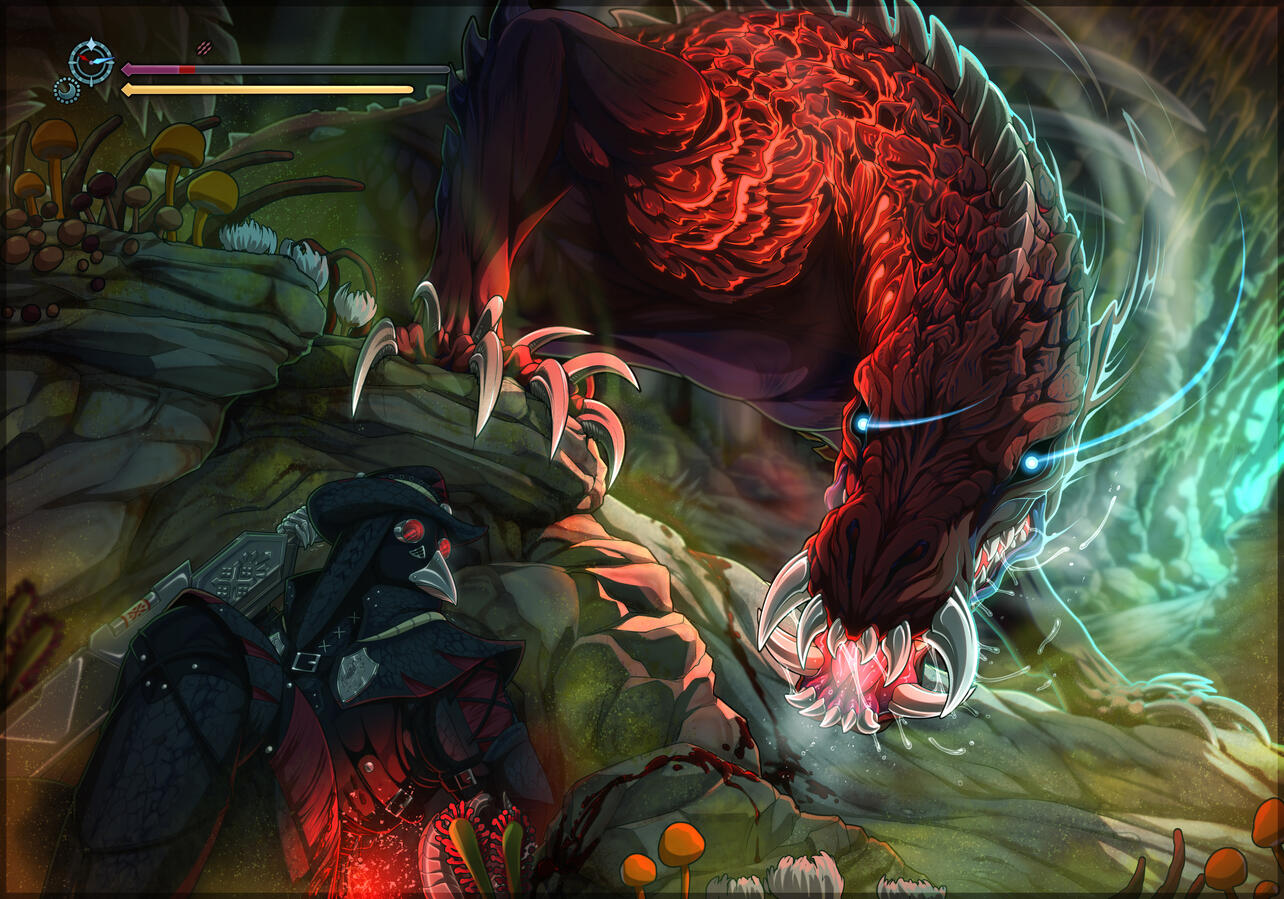 2025 Happy Hunting!: A Monster Hunter Zine Contribution ✦ Rendered Illustration